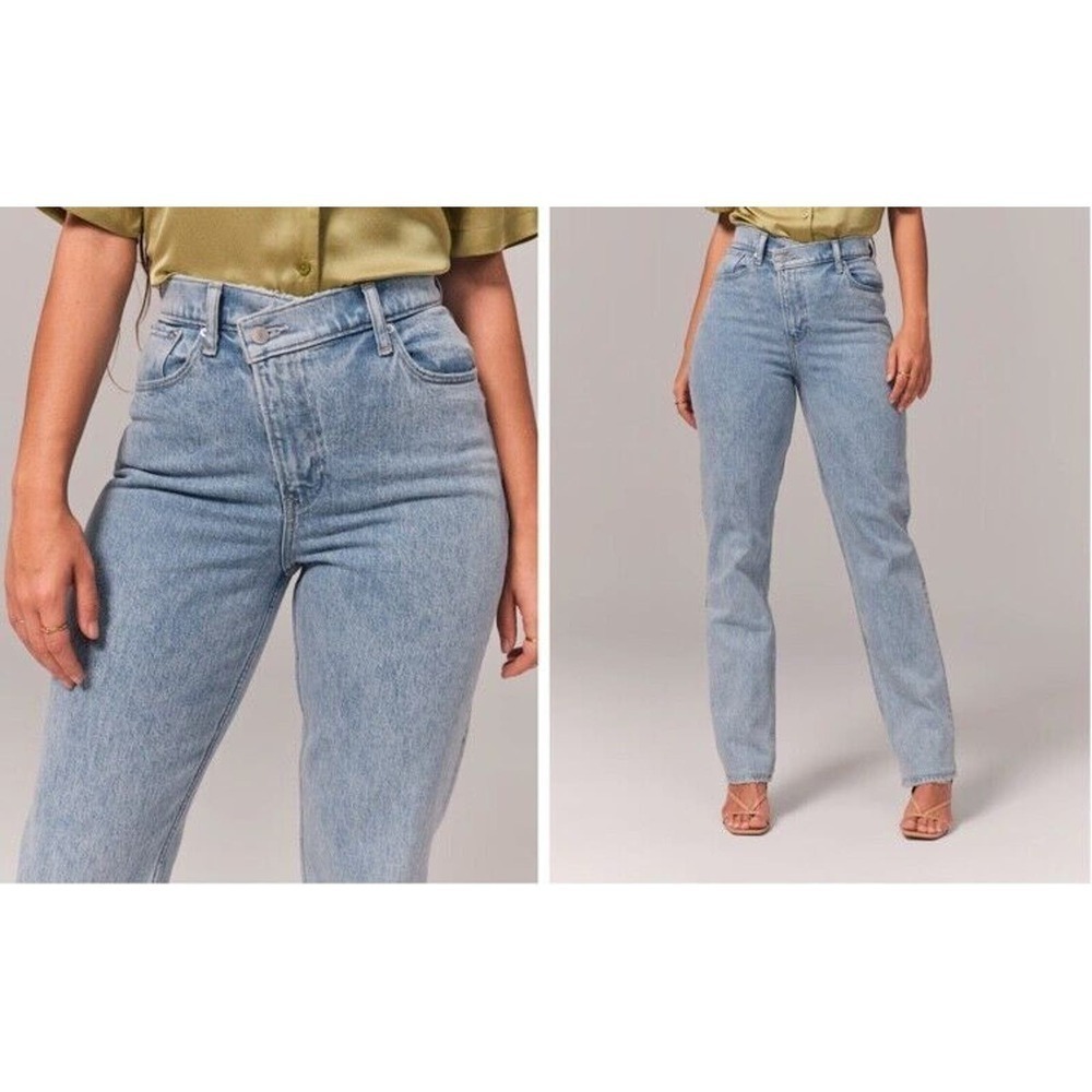 Abercrombie & Fitch 36/22 Ultra High Rise 90s Straight Criss Cross Curve Jeans